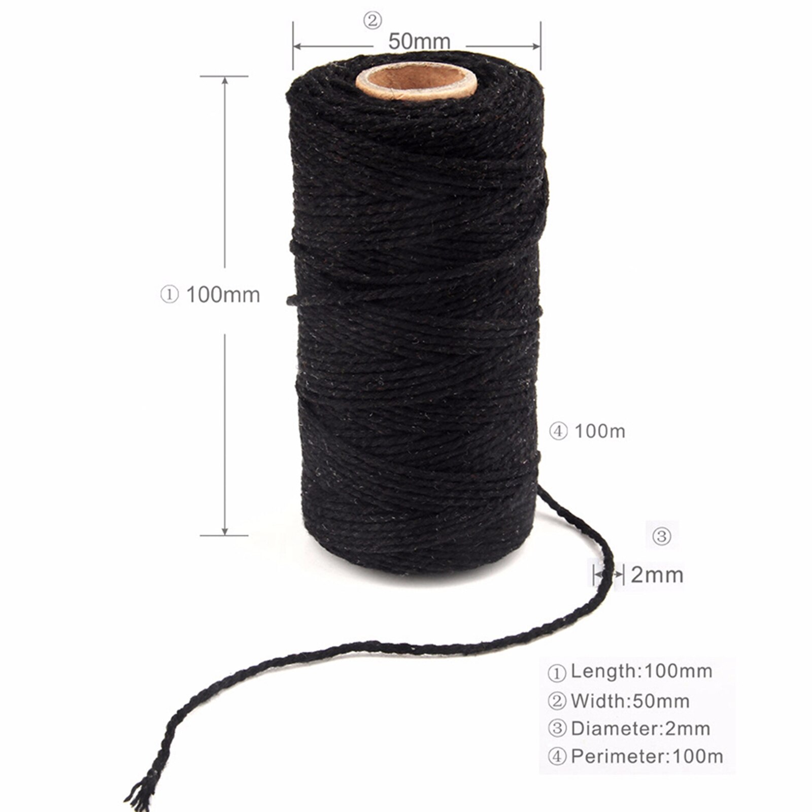 Touw Twisted Cord Kleurrijke Koord Katoenen Draad Diy Party Bruiloft Decoratie Handgemaakte Craft Home Textiel 100M Macrame Koord