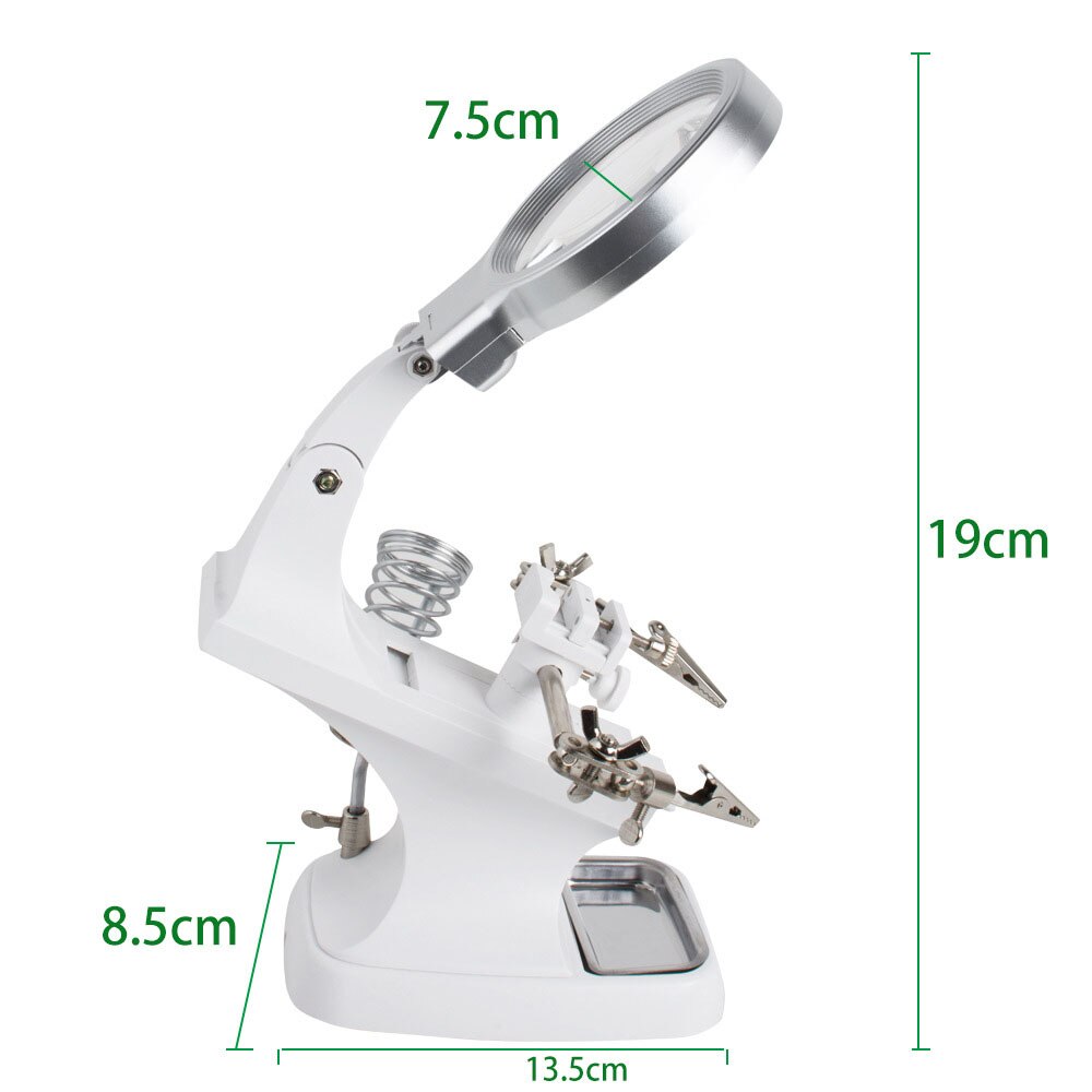 3 en 1 soporte de soldadura de hierro Estación de soldadura lupa de soldadura 10 LED auxiliar Clip lupa herramienta de reparación accesorio