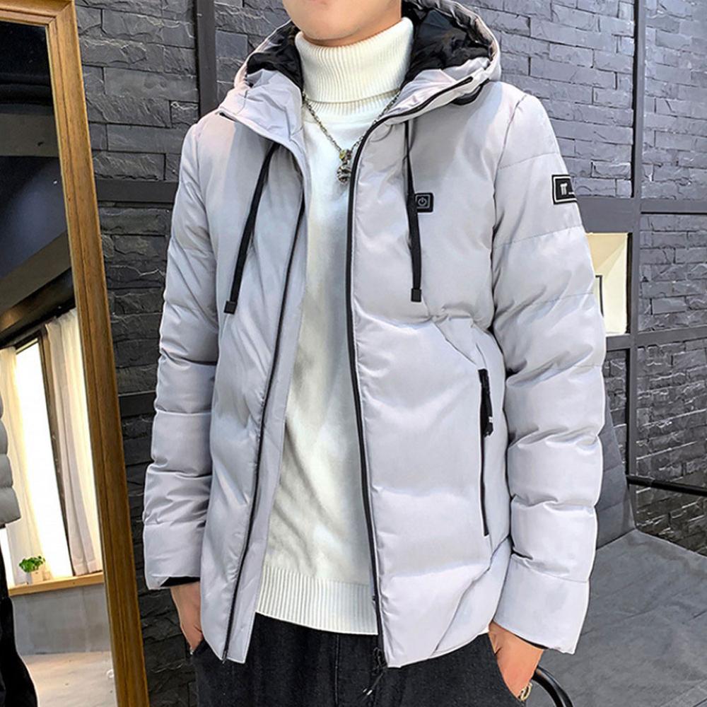 Heating Clothing Jacket Heating USB Men's Cotton Clothing Three-Speed Smart Temperature Control Automatic Electric Heating 6XL: White / XXL