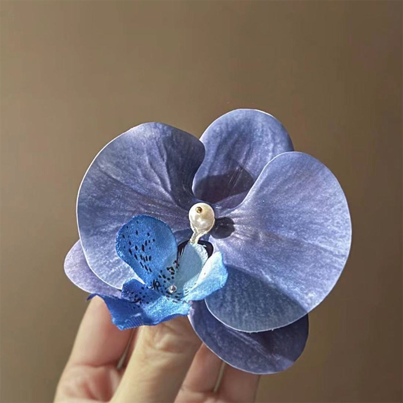 Orchid Hair Clip For Woman Artificial Flower Hairpins Cute Wedding Party Side Clip Hair Accessories: Yellow