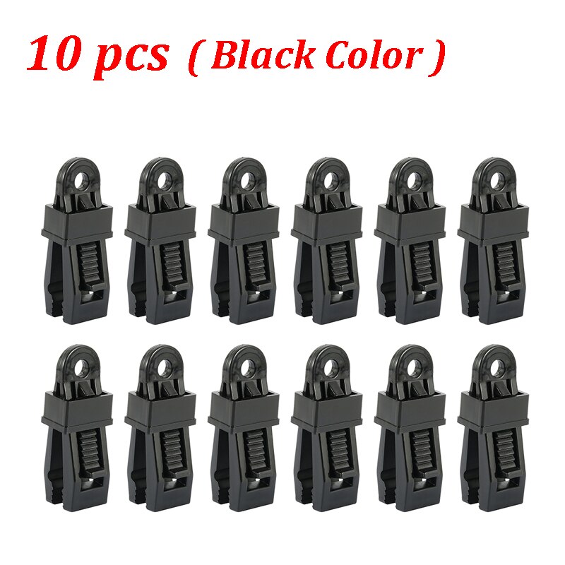 10Pcs tent canopy clip clamp tarp outdoor camp hike kit awning canvas anchor gripper snap jaw grip Caravan trap Tighten tool ZXH: 10pcs black clips