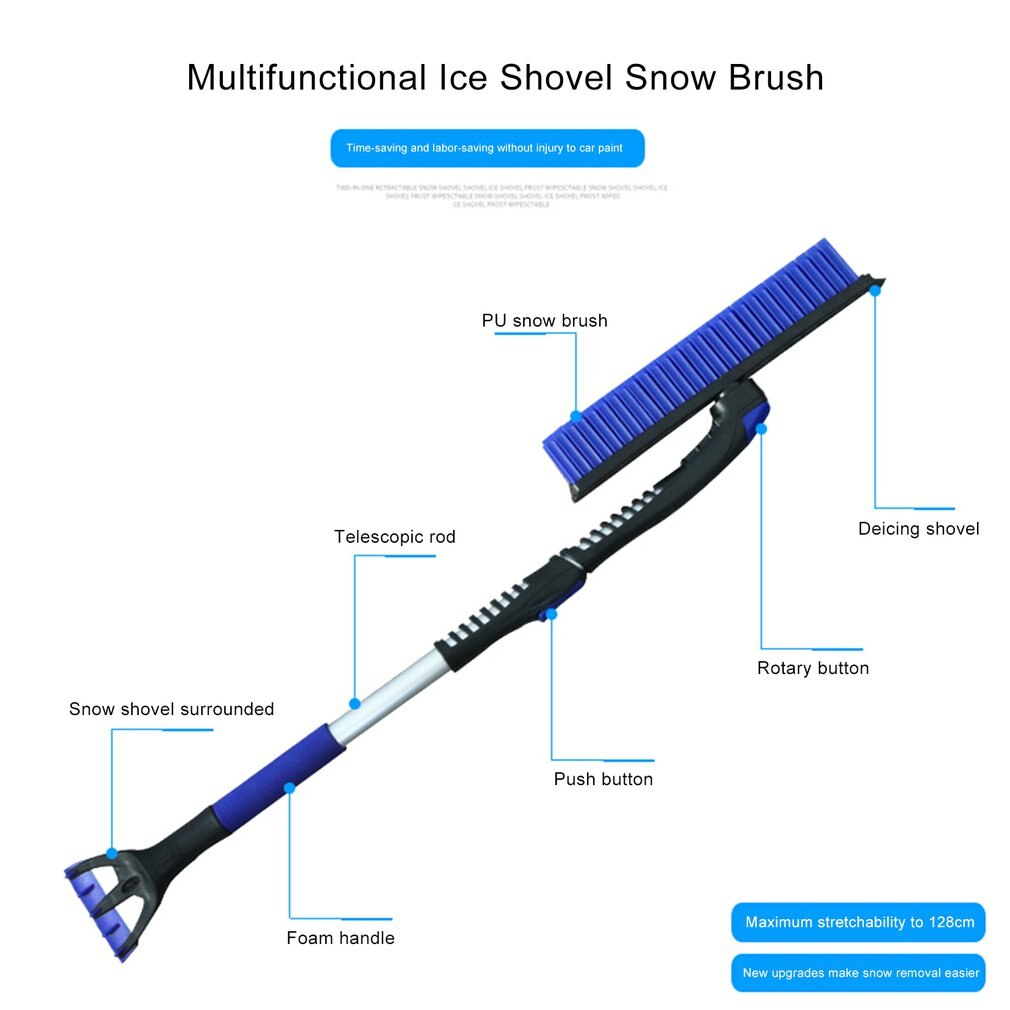 R-2121 Ice Scraper Extended Pole Expandable Winter Multifunctional Snow Shovel Snow Clearing and Deicing Tools