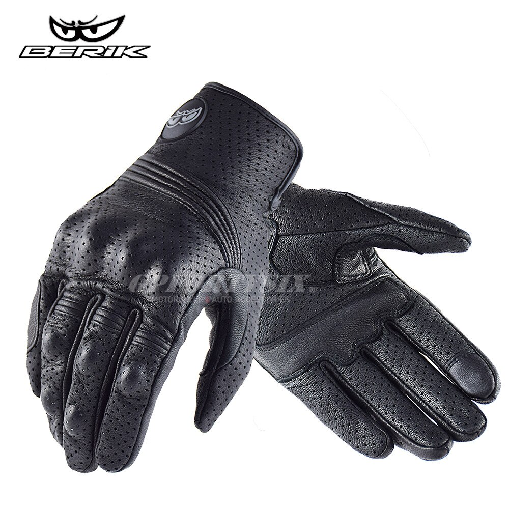 Berik Rider – gants de Moto en cuir de vache 3D, gants de Moto pour écran tactile, Guantes de Moto, noir