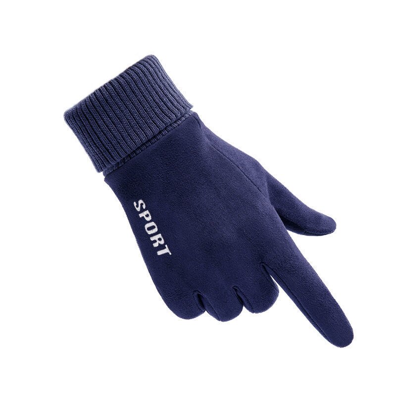Xiaomi Winter Warm Full Finger Gloves Men Women Touch Screen Gloves Outdoor Sports Skiing Gloves Non-slip Suede Cycling Gloves: Men Blue