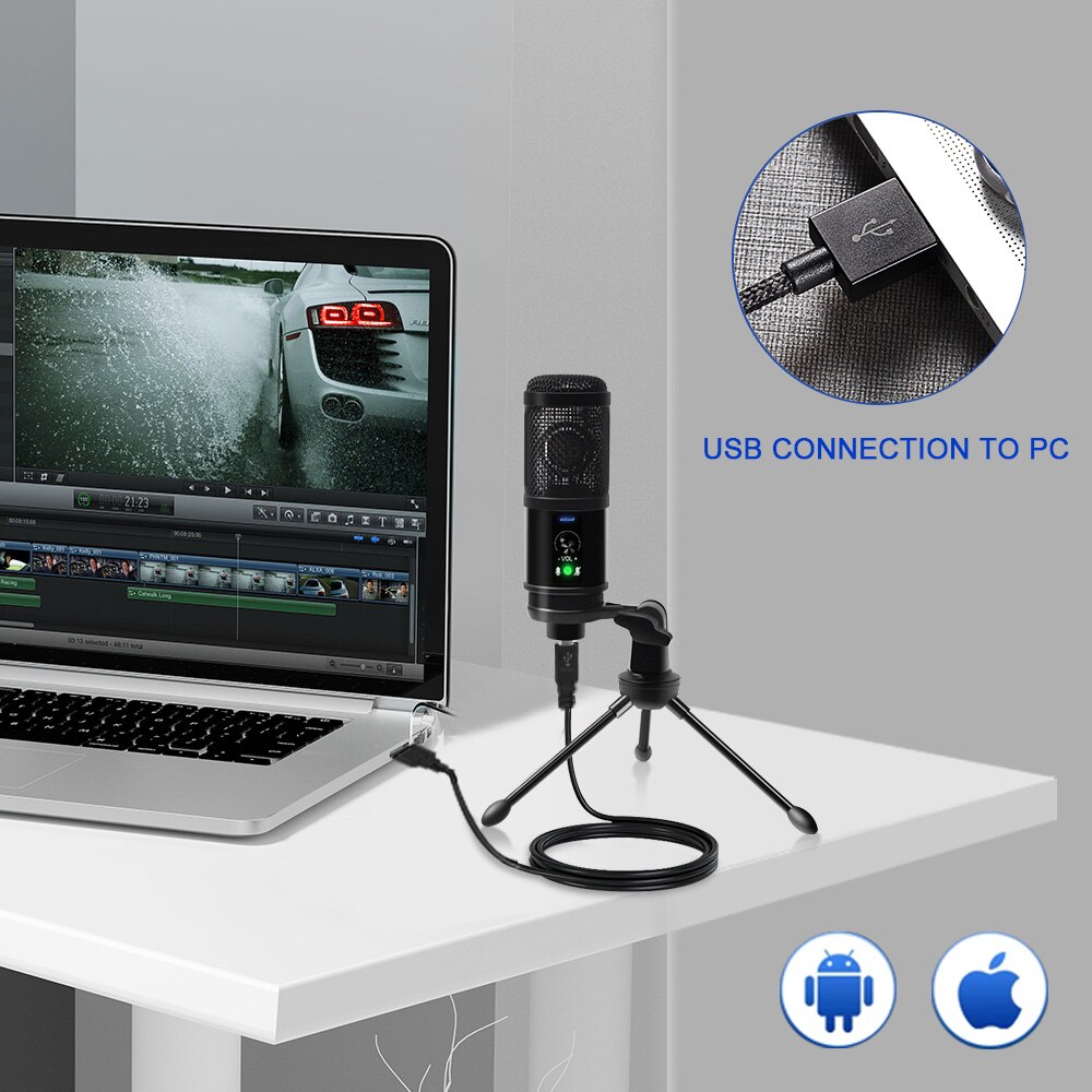 Desk Usb Microphone For Computer 192Khz/24Bit Condenserder Podcast Microphone Pc Usb Streamer Mic For Singing Recording Gaming