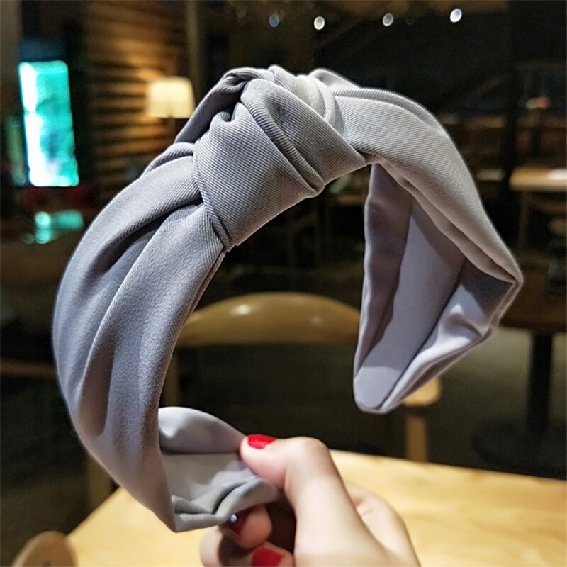 Solid Color Cloth Headband Cross Hair Band for Women Wide Plastic Hair Hoop Lady Turban Bezel Hair Bands Girls Hair Accessories