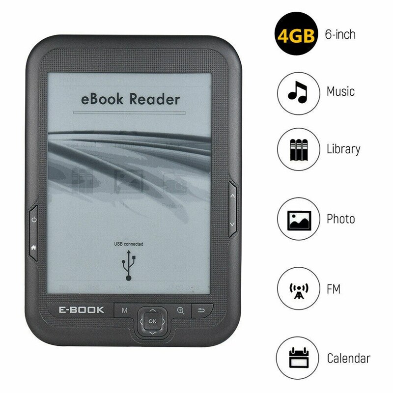 6 pouces 4GB Ebook lecteur e-ink capacitif E livre lumière Eink Sn E-Book e-ink E-Reader MP3 avec étui, WMA PDF HTML
