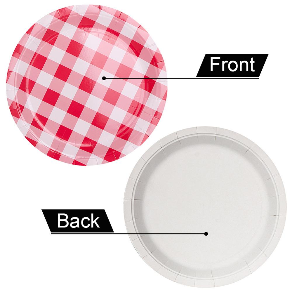 OurWarm Disposable Tableware Red and White Checkered Perfect for Italian Dinner Party Square Tablecloth Strawberry Birthday