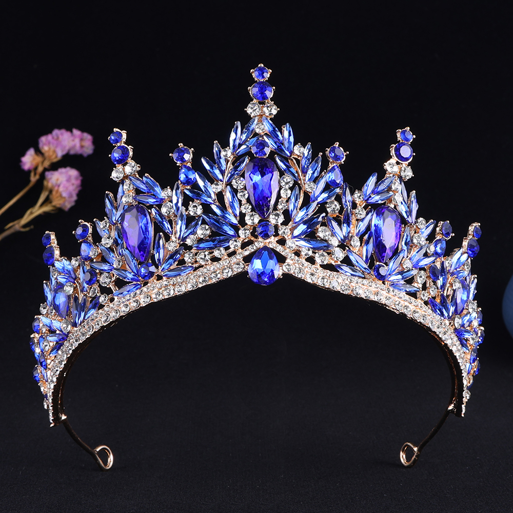 Tiara de cristal de gota de agua de Color dorado Vintage barroco para mujer, diadema, boda, niñas, de cumpleaños, corona , accesorios para el cabello: Bronce antiguo plateado