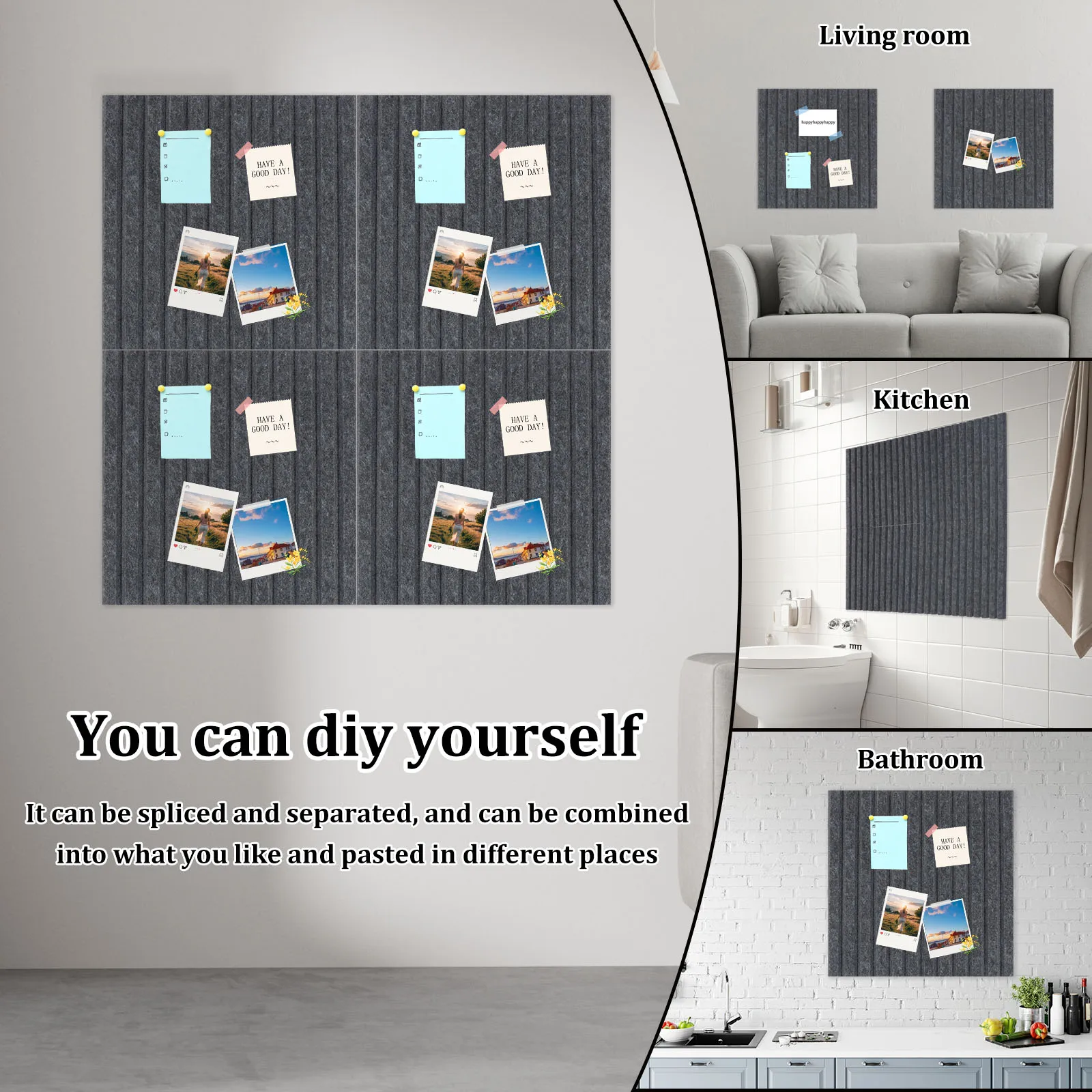 12 Stuks Vilt Bulletin Board Zelfklevende Vilt Kurk Board Tegels 11.8×11.8 inch Muur Decoratieve Pin Board Opvouwbare Foto Board