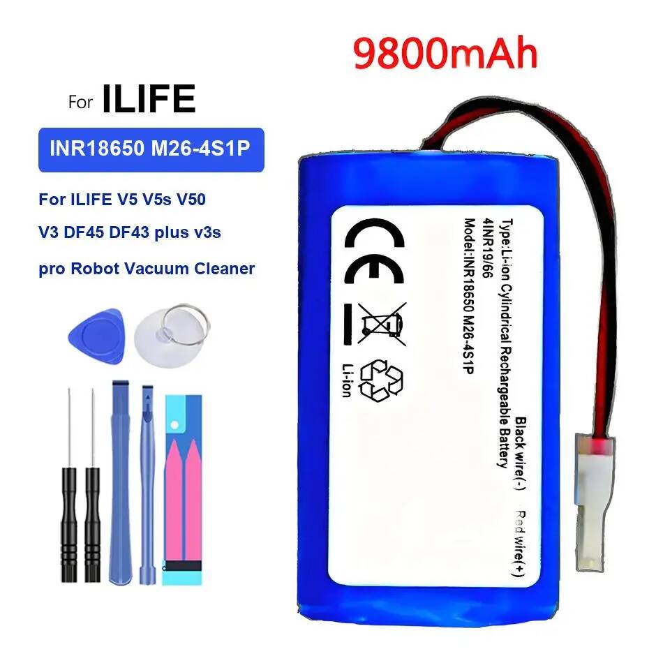 INR18650 M26-4S1P Batterij Voor Ilife V5 V5s V50 V3 DF45 DF43 V3s Robot Stofzuiger Plus Pro: zwart
