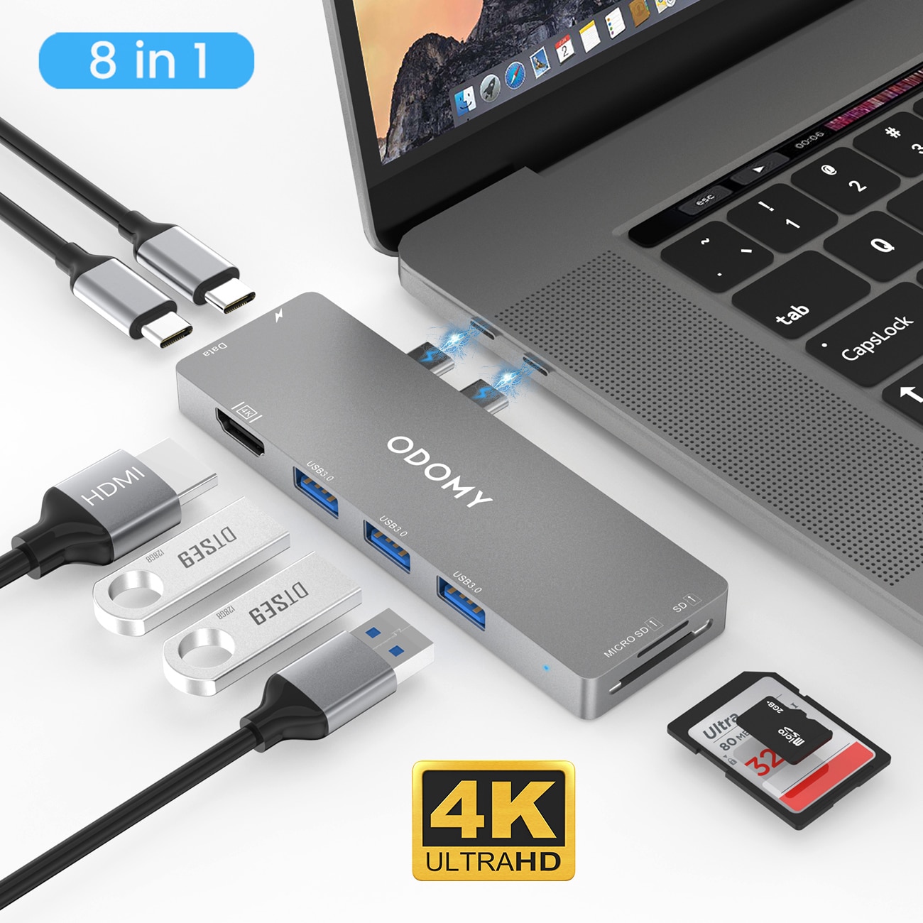 8 In 1 USB-C Hub Multi-Port Adapter Voor Macbook Pro Multipoort Dock Adapter Voor Apple macbook Pro 13 "& 15"