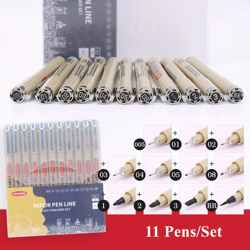 Manga svarte fineliner tusjpenner kunstmateriell vanntett skissering sakura pigma mikronpenner pigmentliner japansk skrivesaker