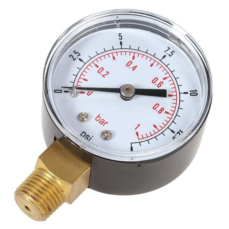 0~1bar 50mm Water Pressure Gauge Meter 1/4 inch NPT Thread Manometer TS-50-15psi