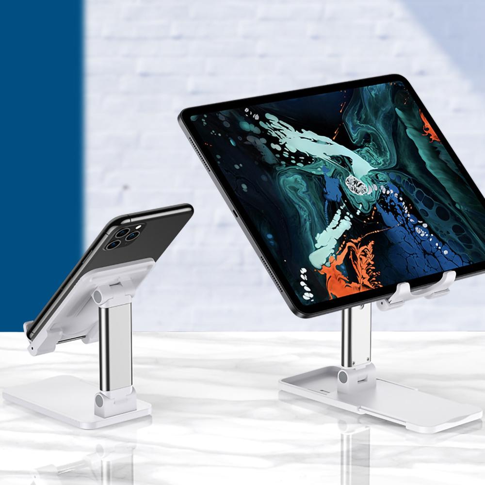 Ergonomic Collapsible Adjustable Metal Desktop Tablet Holder Table Cell Foldable Extend Support Desk Mobile Phone Holder Stand