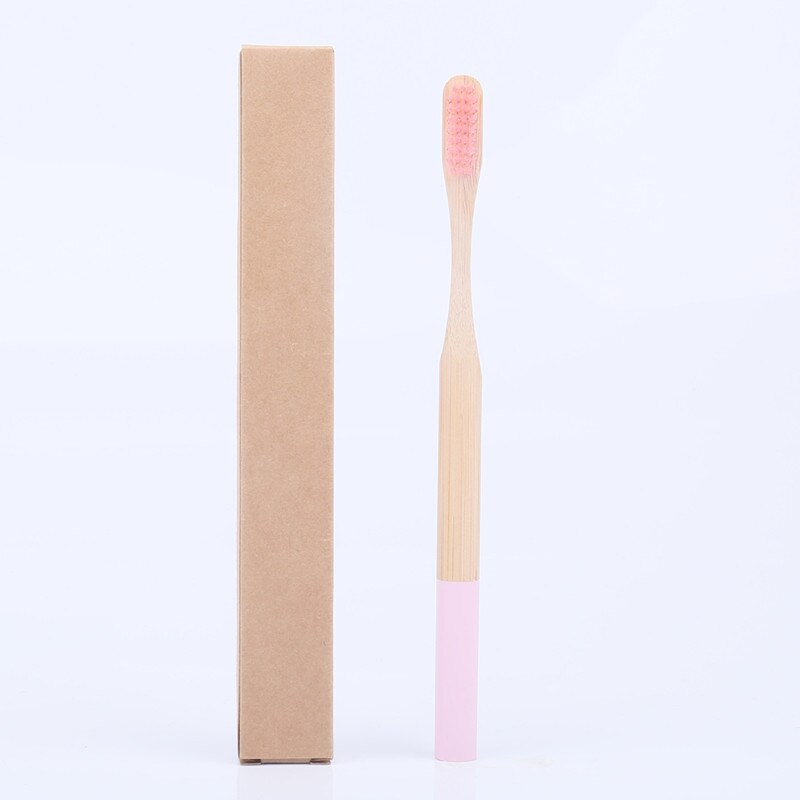 1 pcs Eco friendly bamboo bristle toothbrush Biodegradable Plastic Free Oral Care adult bamboo toothbrush handle brush: Pink-13