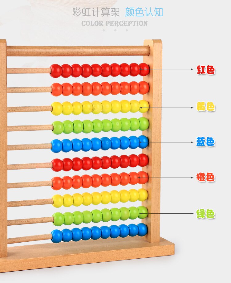 stijl kinderen pre-puzzel math houten met tien-bestand rainbow berekening farme rack speelgoed