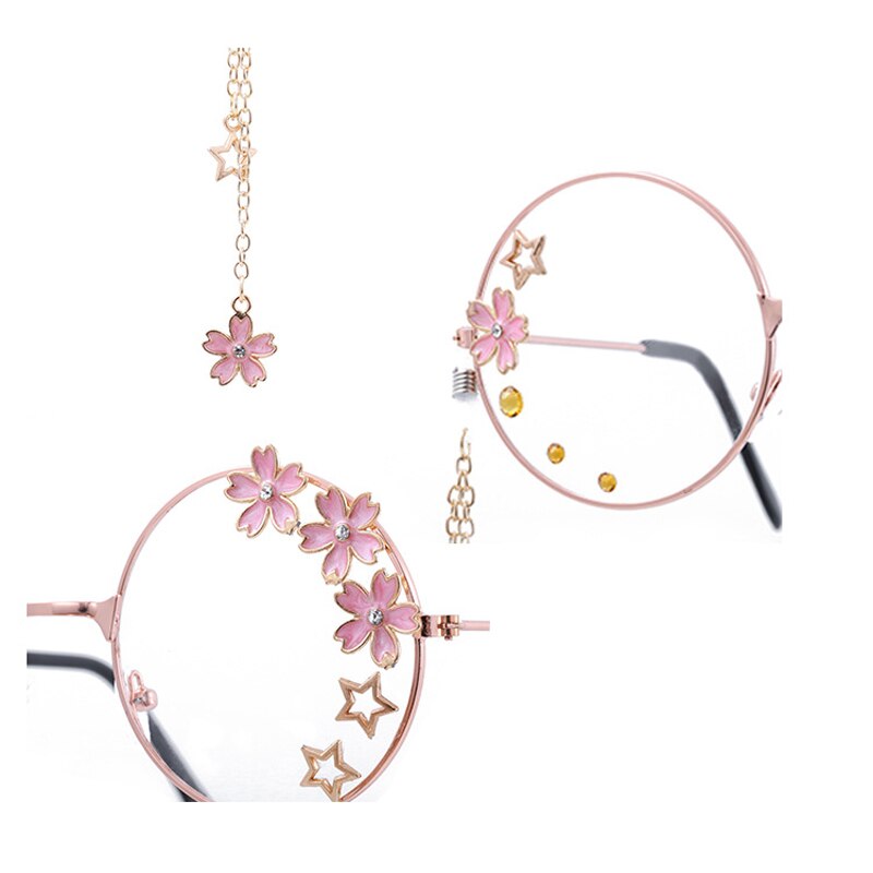 Elbru sød sakura vedhæng optiske briller stel kvinder piger runde retro briller cosplay indretning briller glas oculos de gafas