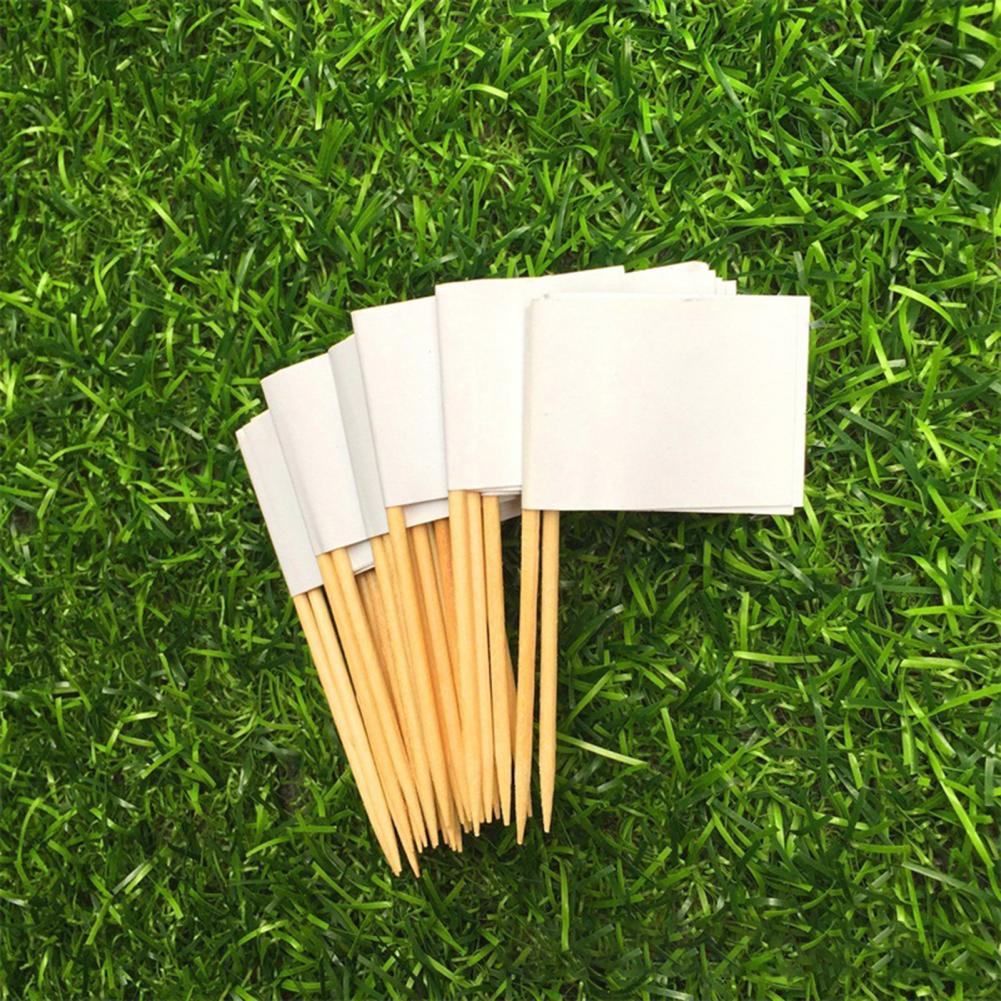 Mini drapeau blanc attrayant pour gâteau, 2 couleurs, 100 pièces/ensemble, décoration de fête