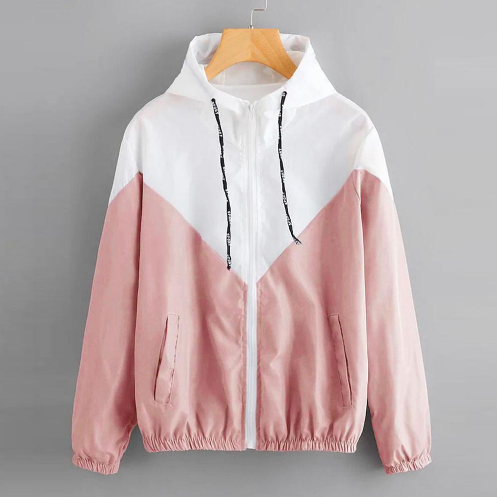 Frauen Langarm Jacke Patchwork Dünne Skinsuits Mit Kapuze Reißverschluss Taschen Sport Mantel Ich bin Freien Wandern Reiten Jacken Mantel Kleidung