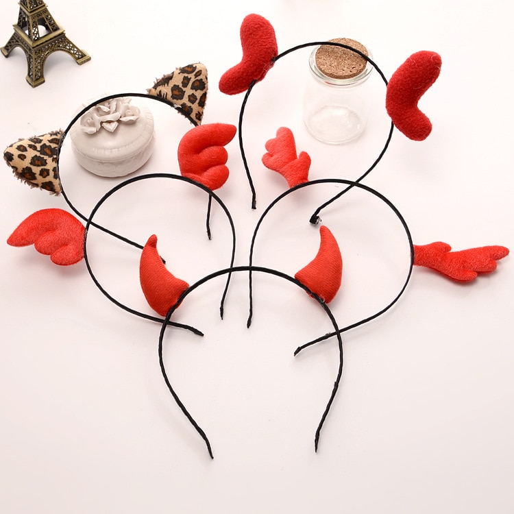 Cute Lovely Girl Hair Accessories Headband Leopard Cat Ears Angel Wings Hair Band Christmas Antlers Horns Headband