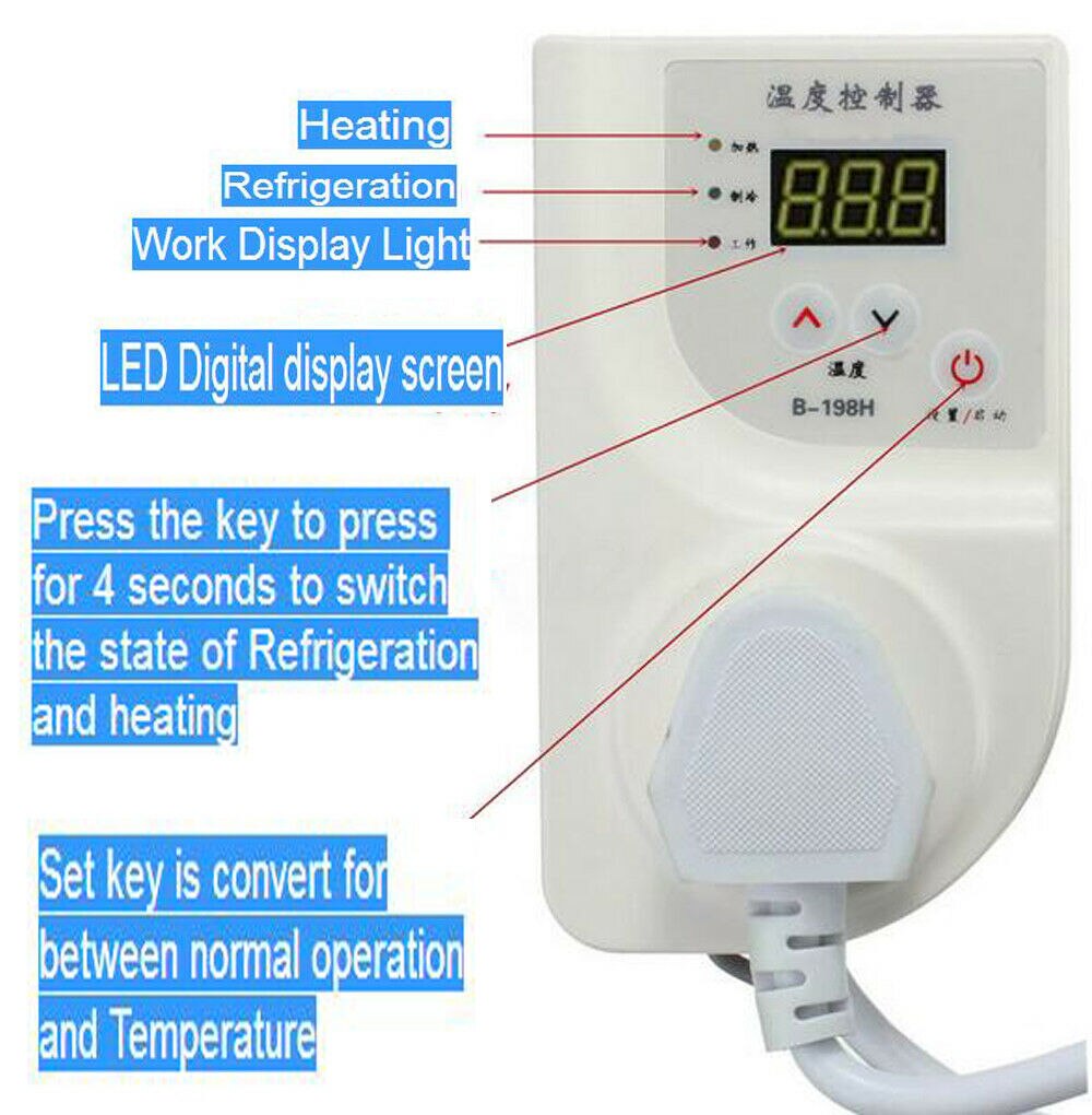 Sensor Wired Relays Digital Temperature Controller Thermostat Heat Outlet Switch