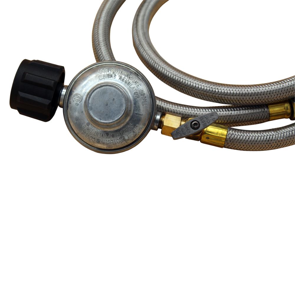 Propane Grill Shut-Off Control Regulator Valve with 4FT Flexible Hose (QCC1 Type 4FT Low Pressure Valve with Shut-Off Valve)