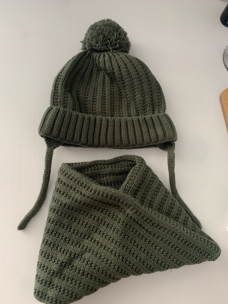 Sengetøj beanie sæt strikket hat tørklæde sæt 2- stykker beanie neckwear sæt: Dkteal / 6-12 måneder