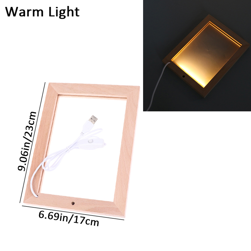 Leuchtender Fotorahmen, Tisch-Bilderrahmen, leuchtender Halfter, einfaches 3D-Licht, Dekor, LED-Licht, Holz, USB-LED-Bilderrahmen: Pflaume