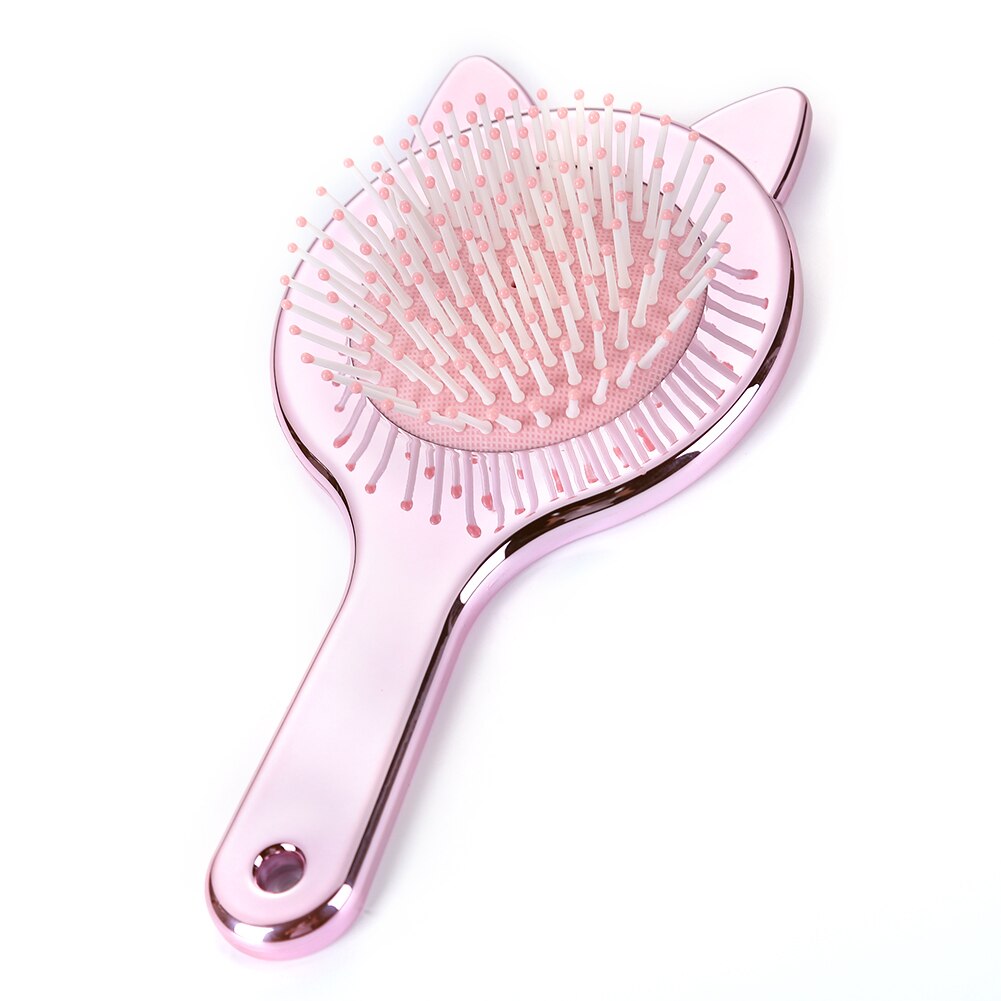 Cute Cat Ears Hairbrush Massage Combs Salon Hairdressing Comb Hair Brush Hair Care: Pink