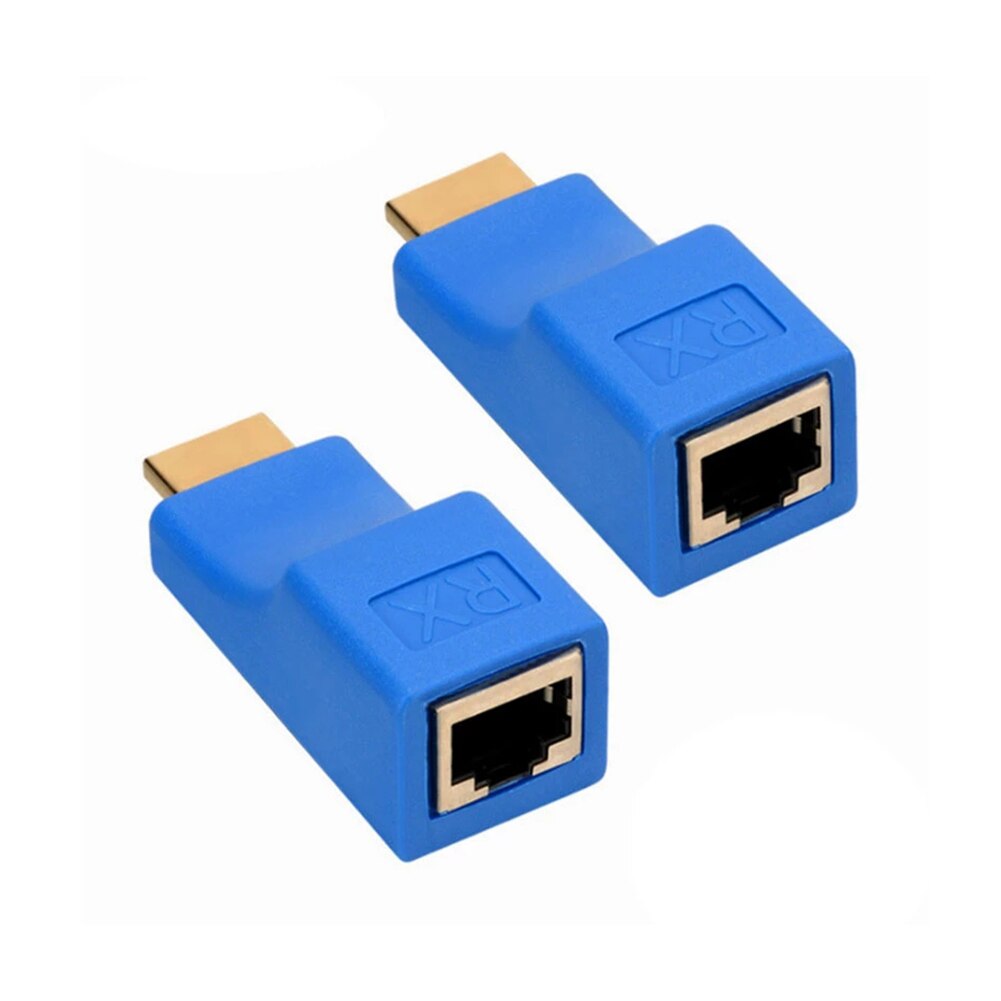 1 par 4k hdmi-kompatibel extender  rj45 extension up  to 30m over cat 5e cat 6 nätverk ethernet lan för hdtv hdpc dvd  ps3 stb: Blå