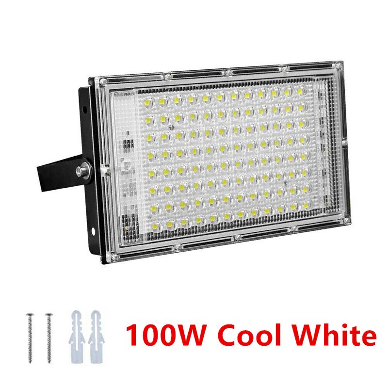 Reflector LED para exteriores, lámpara de calle impermeable IP65, iluminación de paisaje, reflector de 100W, CA 220V 230V 240V: 100W Cool White