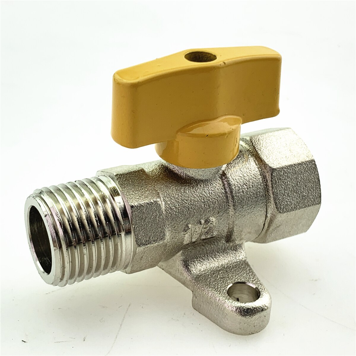 All Copper Inner And Outer Ribbon Fixed Seat Ball Valve Double Outer Wire Yellow Handle Outer Thread Straight Gas Valve