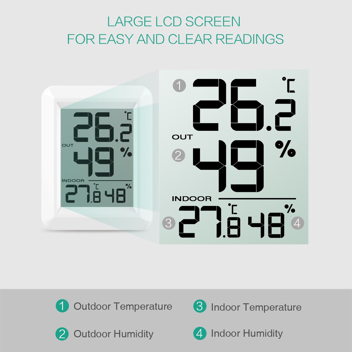ORIA Digital LCD Indoor Outdoor Thermometer Temperature Mini Remote Thermometer Digital Lcd Temperature Thermometer Home