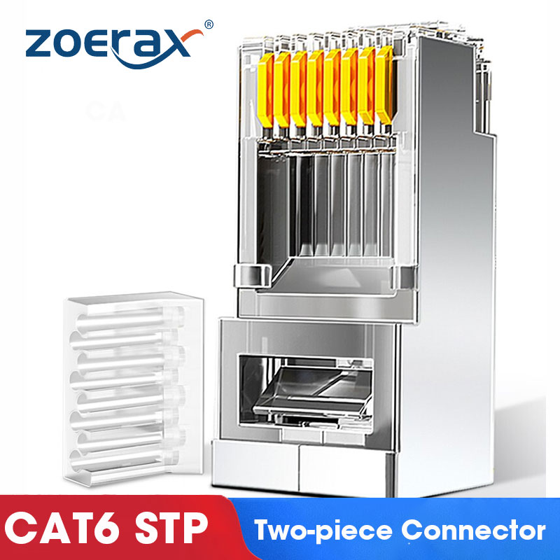 Zoerax CAT5e CAT6 Connector RJ45 Modulaire Plug Network Connectors 50μ Vergulde 1.1Mm Gat End Voor Ethernet Kabel: green / 0.2M