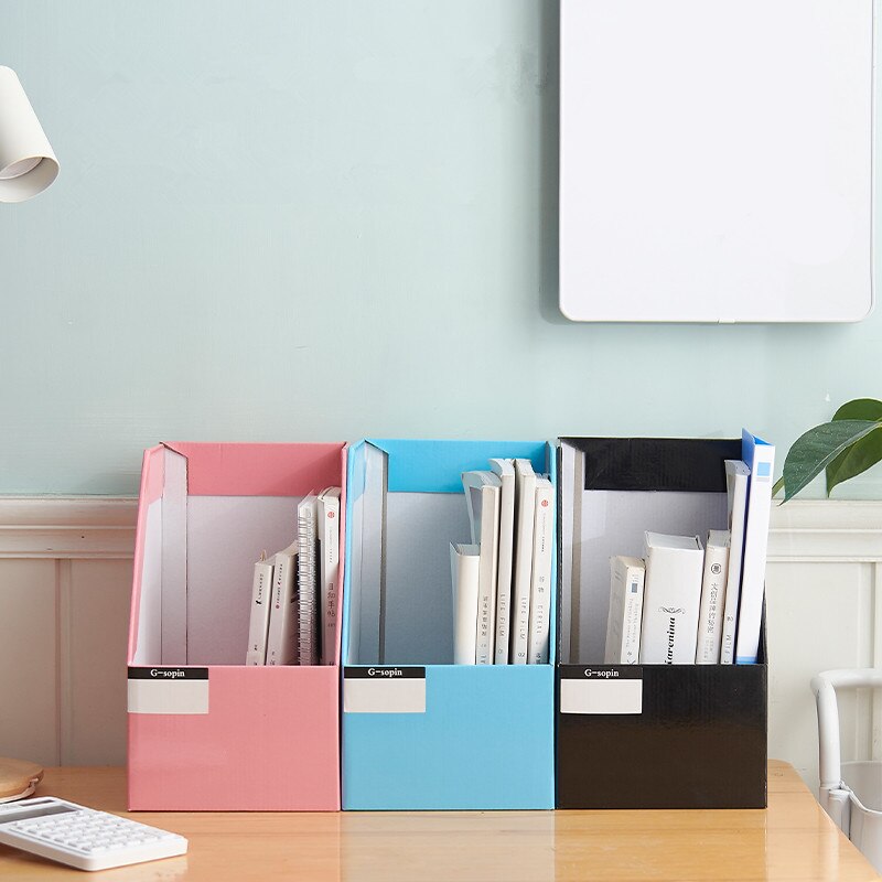 DIY Kraft Paper Magazine Rack Bookend large book stand File Holder Foldable documents organizer office storage rack with Labels