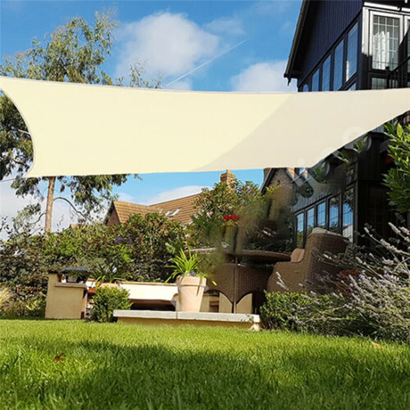 Vandtæt 300d grå firkantet rektangel skygge sejl have terrasse baldakin svømning solskærm camping vandreplads sejlmarkiser: Mælkehvid