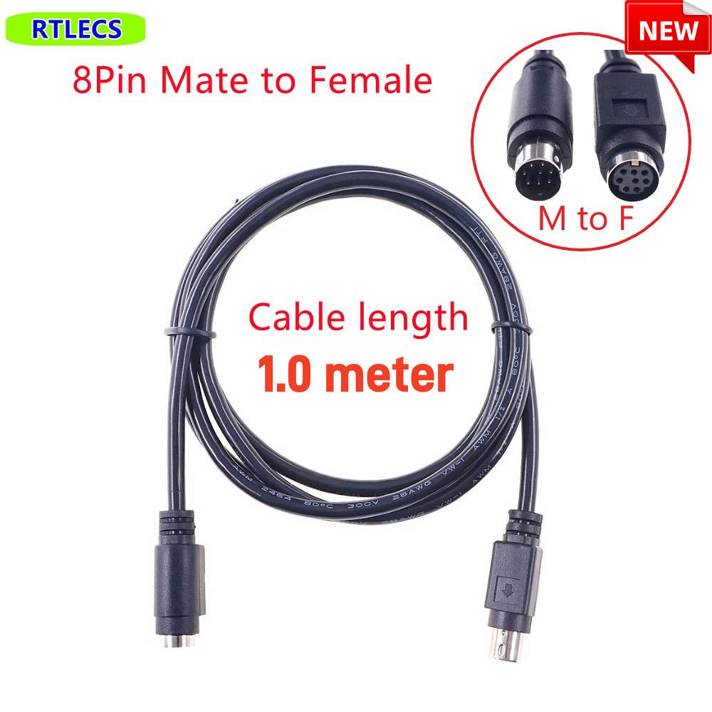1 Piece MD8 Mini Din 8 pin Male Female Adapter Cable Plug Socket Conventer PLC Application Shielding Wires: Gold