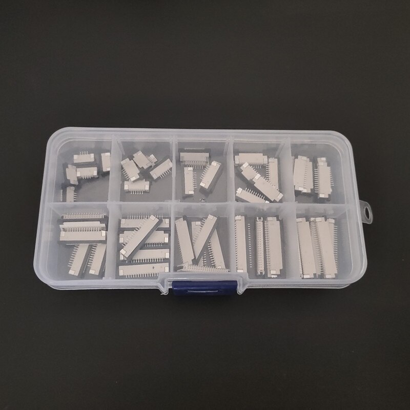 50 stuks ffc fpc connector 1.0mm 4/6/8/10/12/14/16/20/22/24- pins bovencontact platte kabel connector socket sets