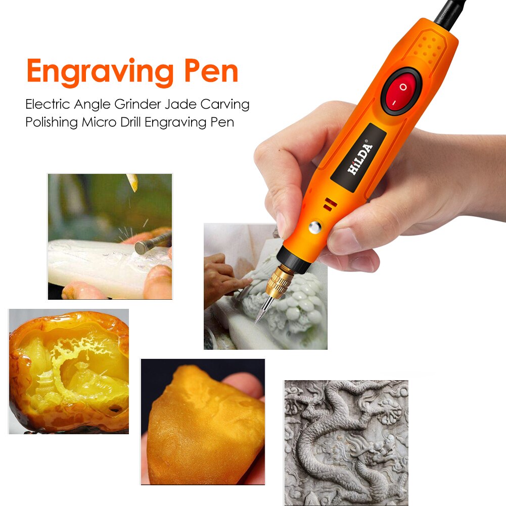 HILDA Mini Drill Rotary tool 12V Mini Electric Angle Grinder Engraving Pen Electric Carving Pen Machine Graver Tools