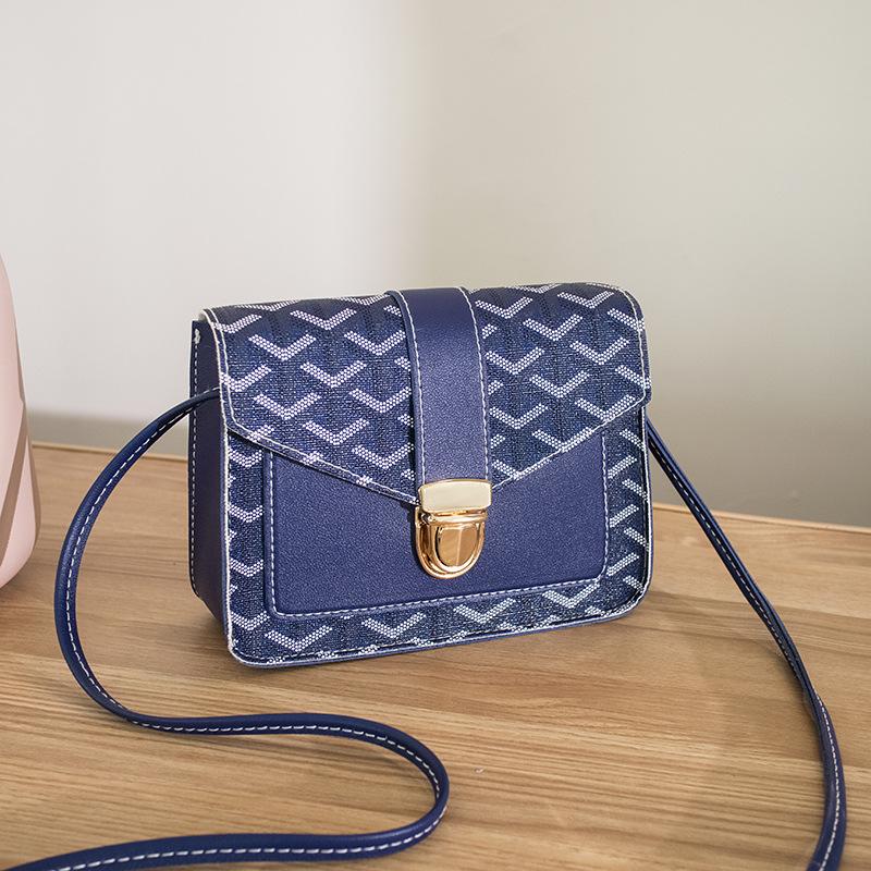 Mini Bag For Women Travel Crossbody Bags Korea Style Simple Messenger Bags PU Leather Lock Shoulder Bags: Blue