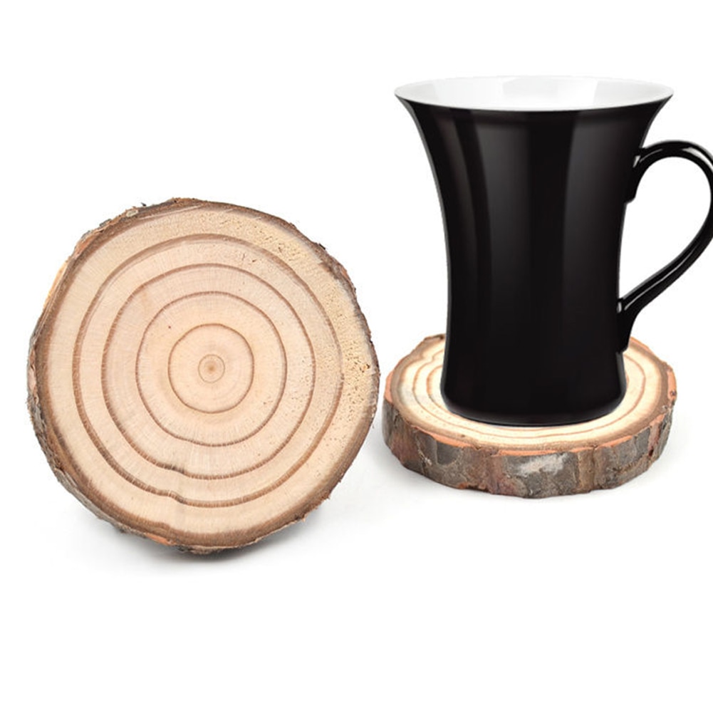 Round Natural Round Wooden Slice Cup Mat Durable Drink Coaster Placemat For Dining Table Mat DIY Tableware Decoration