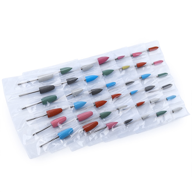 6Pcs Rubber Silicon Nail Boren Set Frezen Voor Manicure Pedicure Elektrische Polijstmachine Sterke Nagel Boormachine Gereedschap