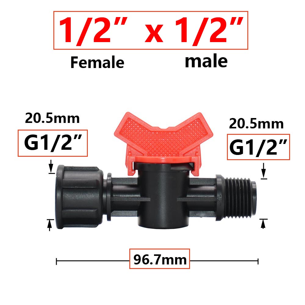 Garden Tap1/2 3/4" Male Female Thread Tap Connector Irrigation Miniature Valve Water Flow Control Valve Crane Quick Fittings: WHITE