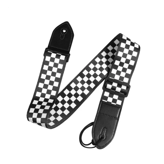 Correa de guitarra de estilo étnico Retro, correa de cuero ajustable para guitarra folclórica, guitarra eléctrica, bajo, ukelele, accesorios para guitarra: Negro