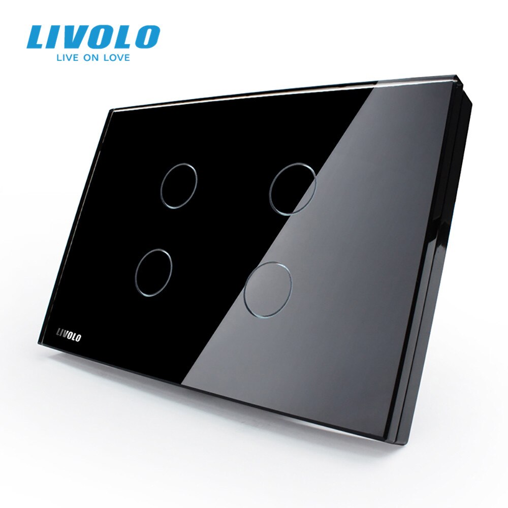 Livolo US standard Wall Light Touch Switch ,4gang 1way , AC 110~250V, White Crystal Glass Panel,VL-C304-81