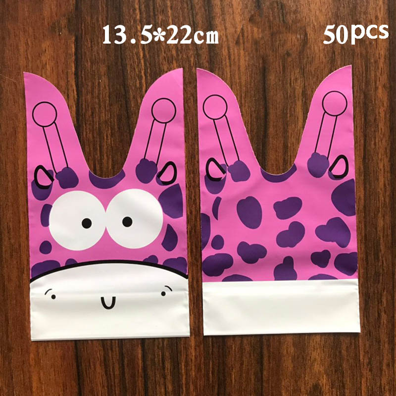 Konijn Oor Voor Sweets Bunny Verjaardag Party Goodie Bags Verpakking Bonbonniere Bag Verpakking Candy Cookie Pasen Decoratie: 50PC Purple cow