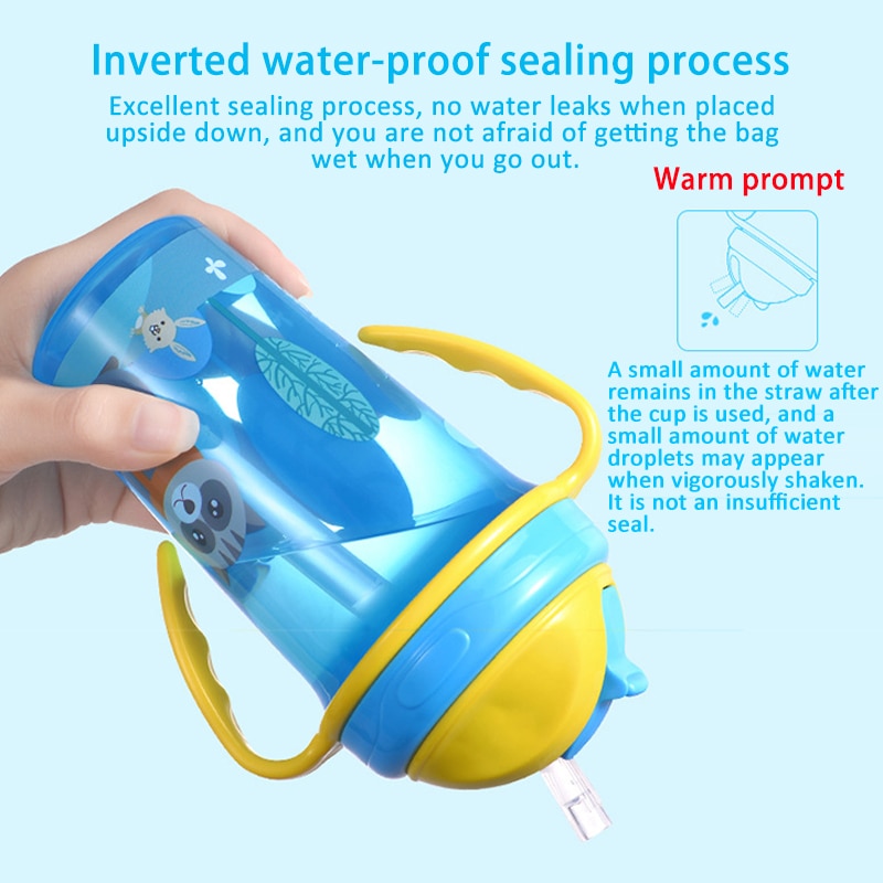 freundlicher Sippy Tasse Baby Trinken Lernen Tassen Mit Griff PP/Silikon Dicht draussen Tragbare Baby Wasser Flaschen Mit Stroh