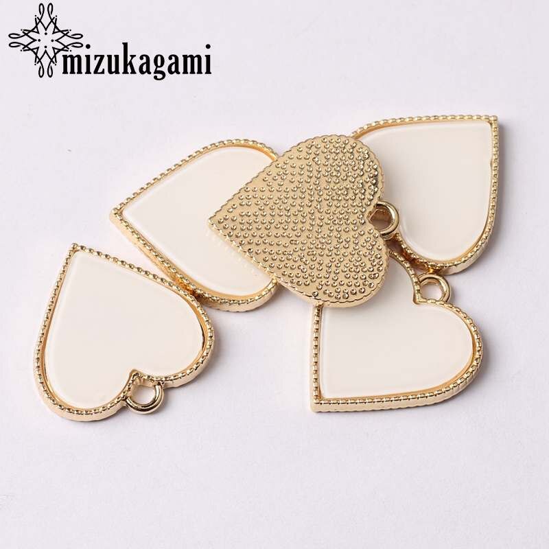 Zinc Alloy Golden Resin Candy Sweet Heart Cute Charms 20mm 6pcs/lot For DIY Necklace Jewelry Making Finding Accessories: White