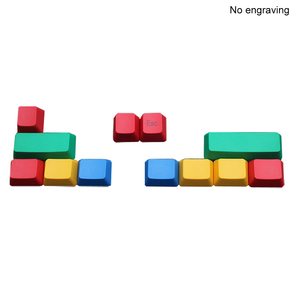 12Pcs/Set Key Caps Set Universal PBT Light-proof Color Matching Mechanical Keyboard Keycaps Keyboard Replacement Keycaps Kit: no engraving